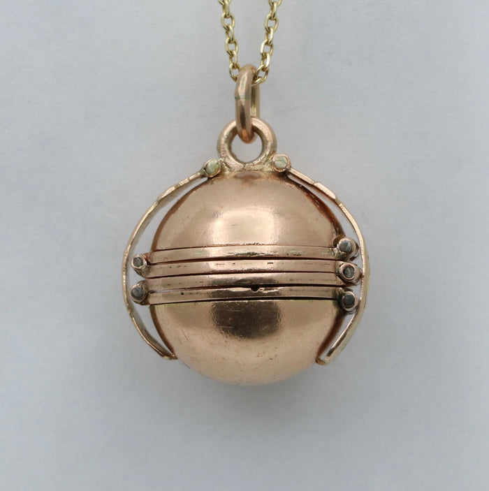 Victorian 14K Gold Orb Locket Charm, 23.8 Grams