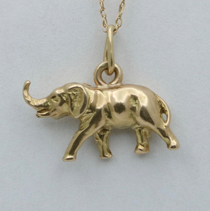 Vintage Elephant Charm, 14K Gold