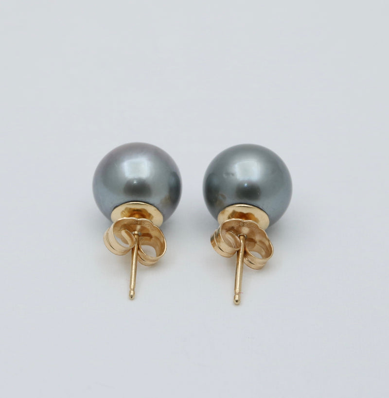 Cultured Black Pearl 8.9 mm Stud Earrings