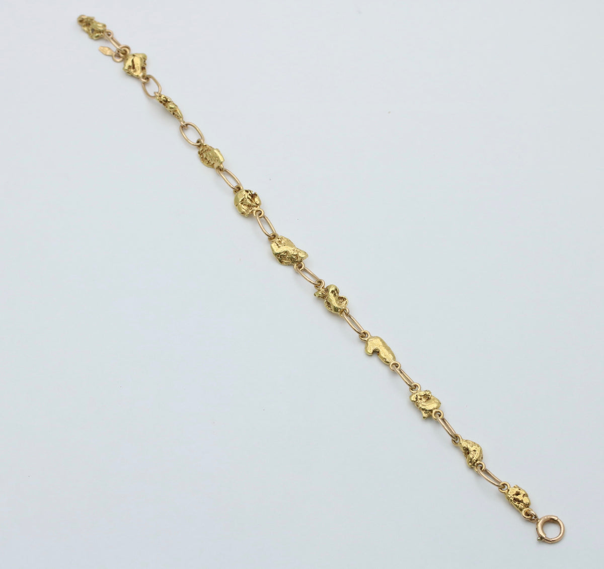 Vintage 22K-10K Gold Nugget Bracelet, 7.75” Long