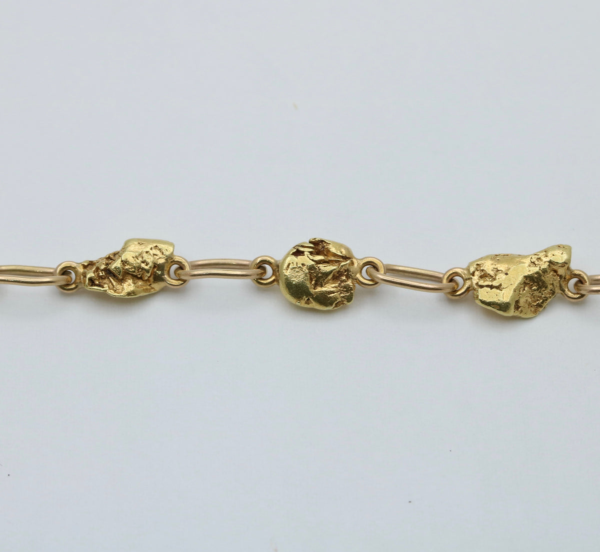 Vintage 22K-10K Gold Nugget Bracelet, 7.75” Long