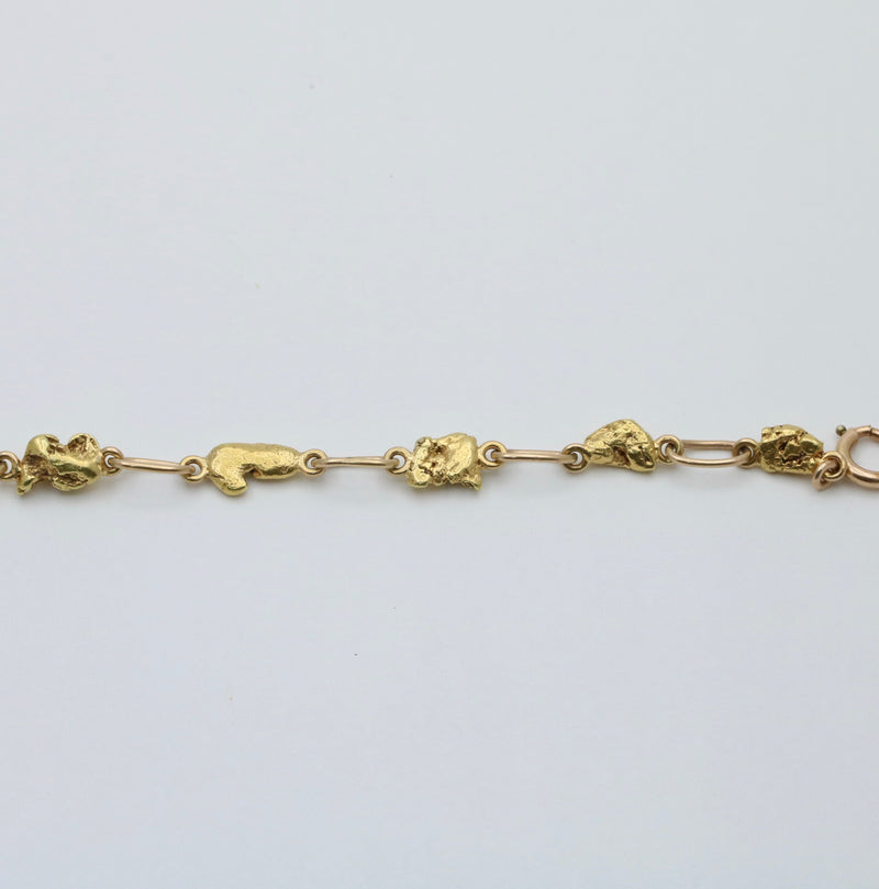 Vintage 22K-10K Gold Nugget Bracelet, 7.75” Long