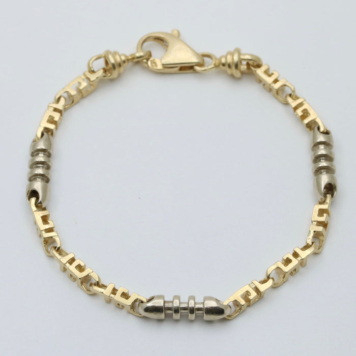 Vintage 14K Bicolor Gold Modern Bracelet, 6.8” Long