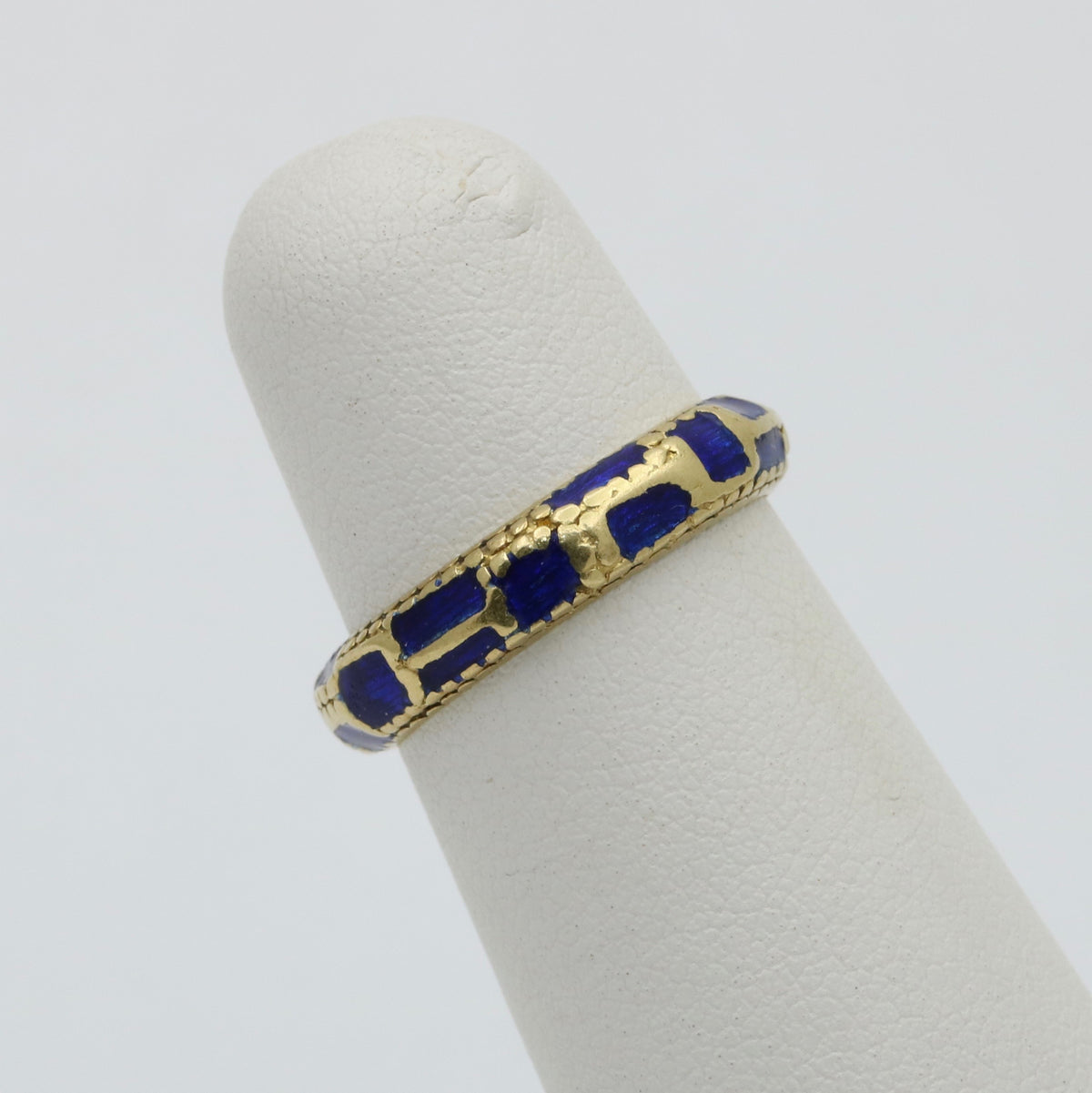 Vintage Cartier 18K Gold and Blue Enamel Abstract Band