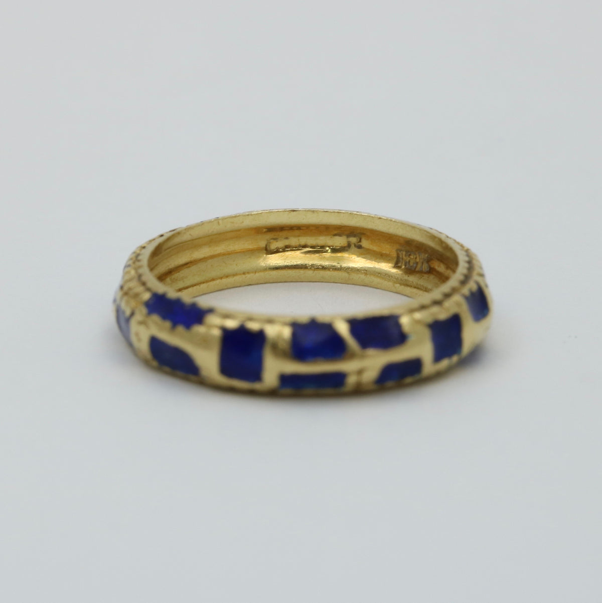 Vintage Cartier 18K Gold and Blue Enamel Abstract Band