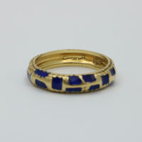 Vintage Cartier 18K Gold and Blue Enamel Abstract Band