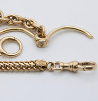 Art Deco 14K Gold Double Curb Link "1916" Watch Chain, 20.5” Long