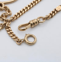 Art Deco 14K Gold Flat Curb Link “1920” Watch Chain, 21.25” Long