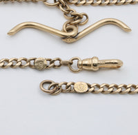 Art Deco 14K Gold Flat Curb Link Watch Chain, Circa 1914