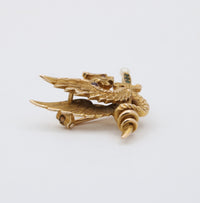 Art Nouveau Rikers Brothers 14K Gold Dragon Pin