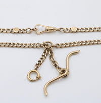 Art Deco 14K Gold Flat Curb Link Watch Chain, Circa 1914