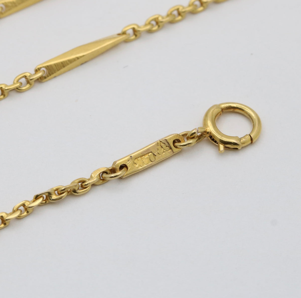 Vintage Geometric Bar Link 14K Gold Chain, 19” Long