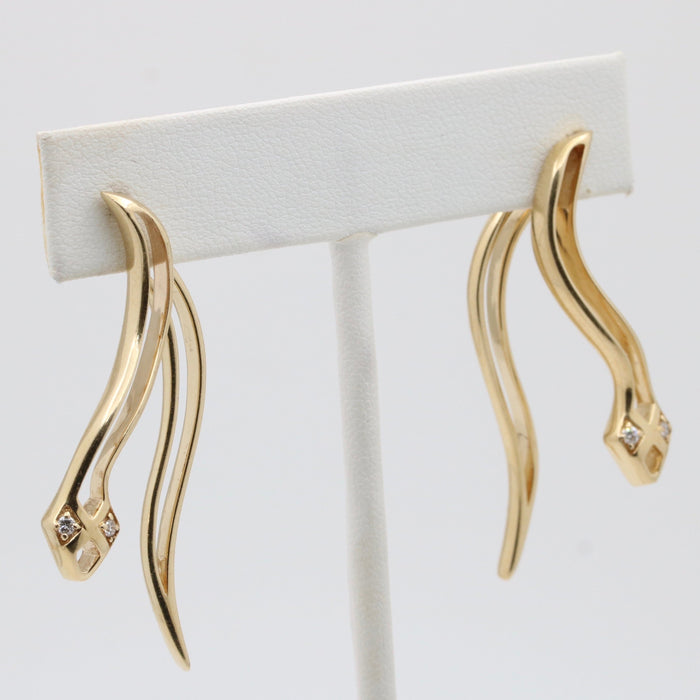 Dimensional Front to Back Diamond Snake Earrings