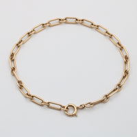 Vintage 14K Gold Paperclip Bracelet, 7.5” Long