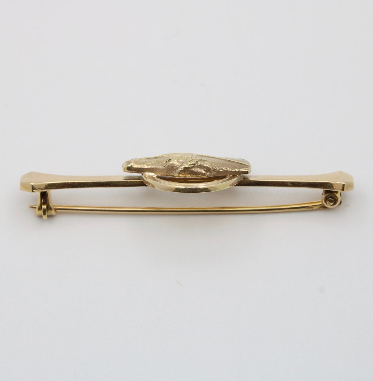 Antique 14K Gold Equestrian Horse Bar Pin