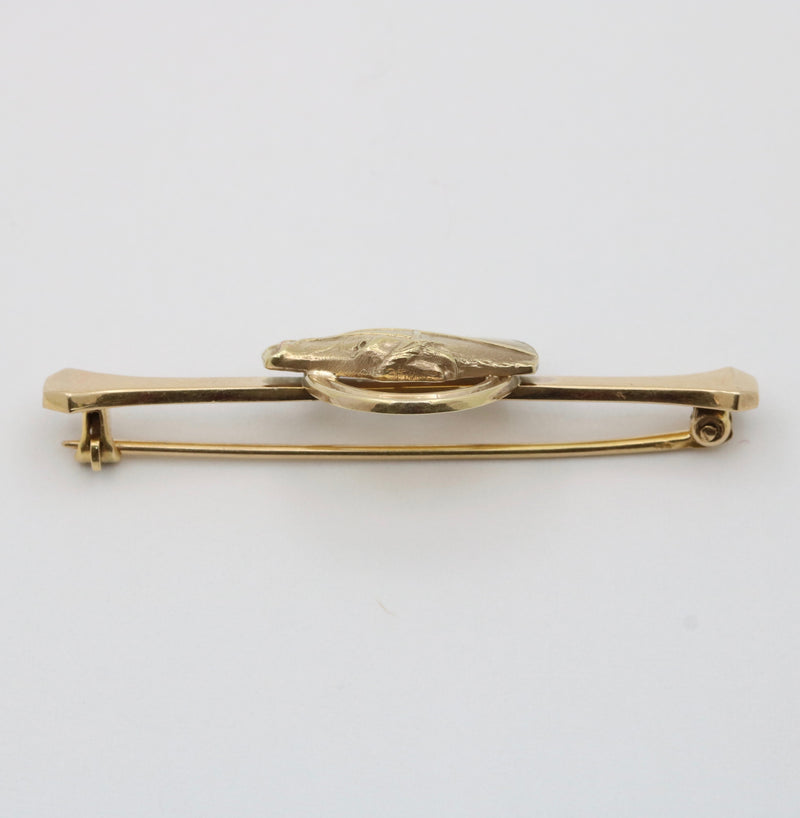 Antique 14K Gold Equestrian Horse Bar Pin