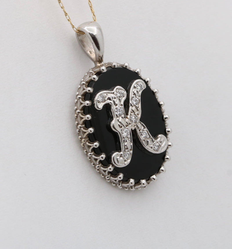 Vintage Diamond and Onyx Initial “K” Charm