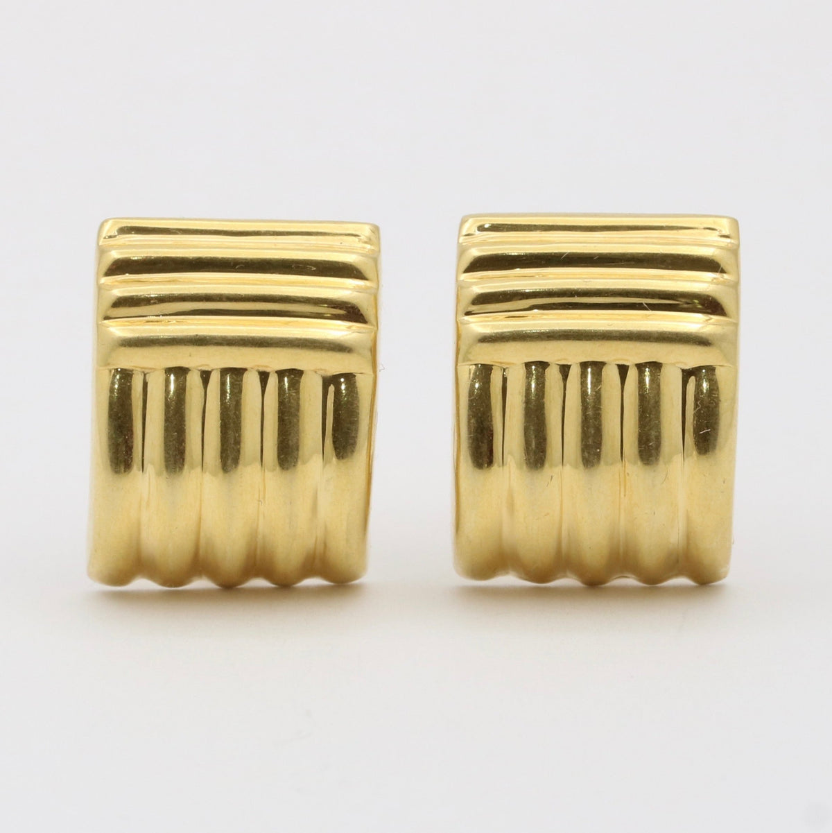 Wide Vintage 18K Gold Columnar Huggie Earrings