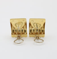 Wide Vintage 18K Gold Columnar Huggie Earrings