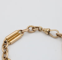 VIctorian 15K Gold Coiled Trombone Bracelet, 7.25” Long