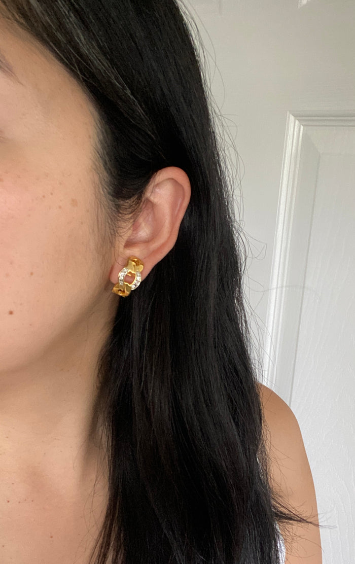 Vintage Diamond and 14K Gold Curb Link Earrings