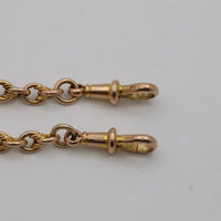 Victorian 9K Gold Trombone Link Watch Chain, 15” Long