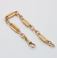 VIctorian 15K Gold Coiled Trombone Bracelet, 7.25” Long