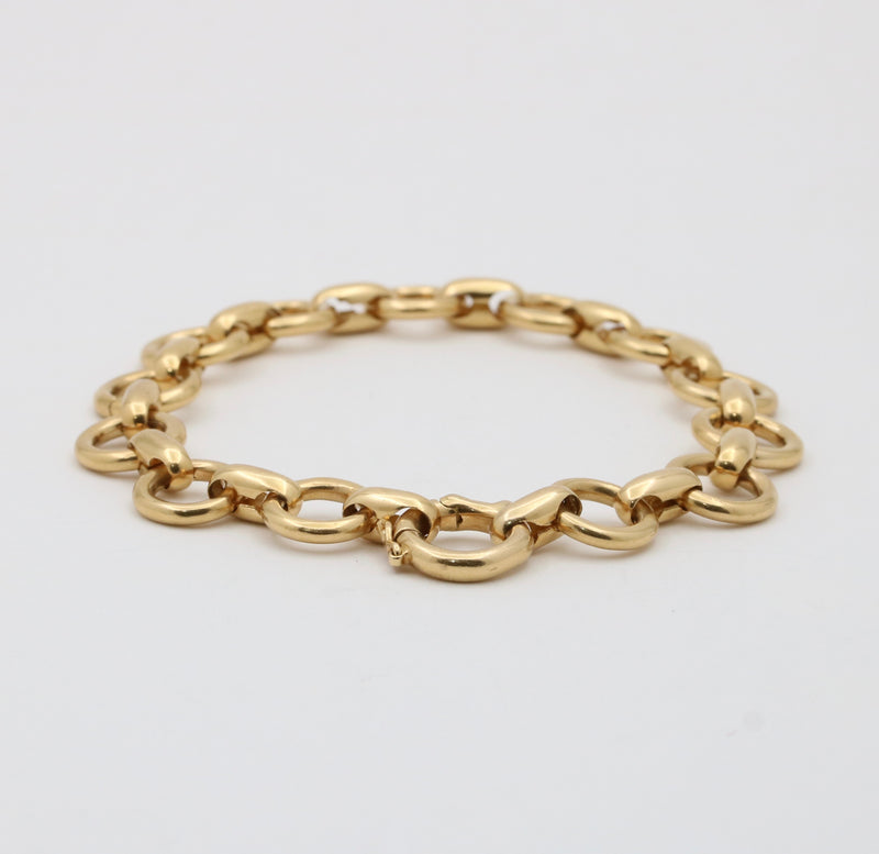 Vintage 18K Gold Circular Link Bracelet, 7.5” Long