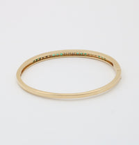 Vintage Emerald and Diamond 14K Gold Bangle, 6.75” Circumference