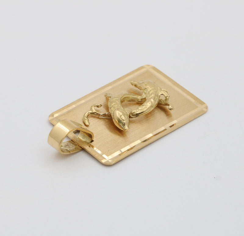 Vintage 18K Gold Pisces Zodiac Tag Charm