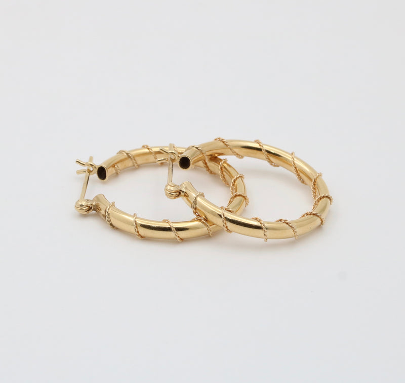 Wire Wrap 14K Gold Hoop Earrings