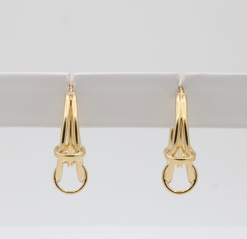 Unusual 14K Gold Tubular Cage Hoop Earrings