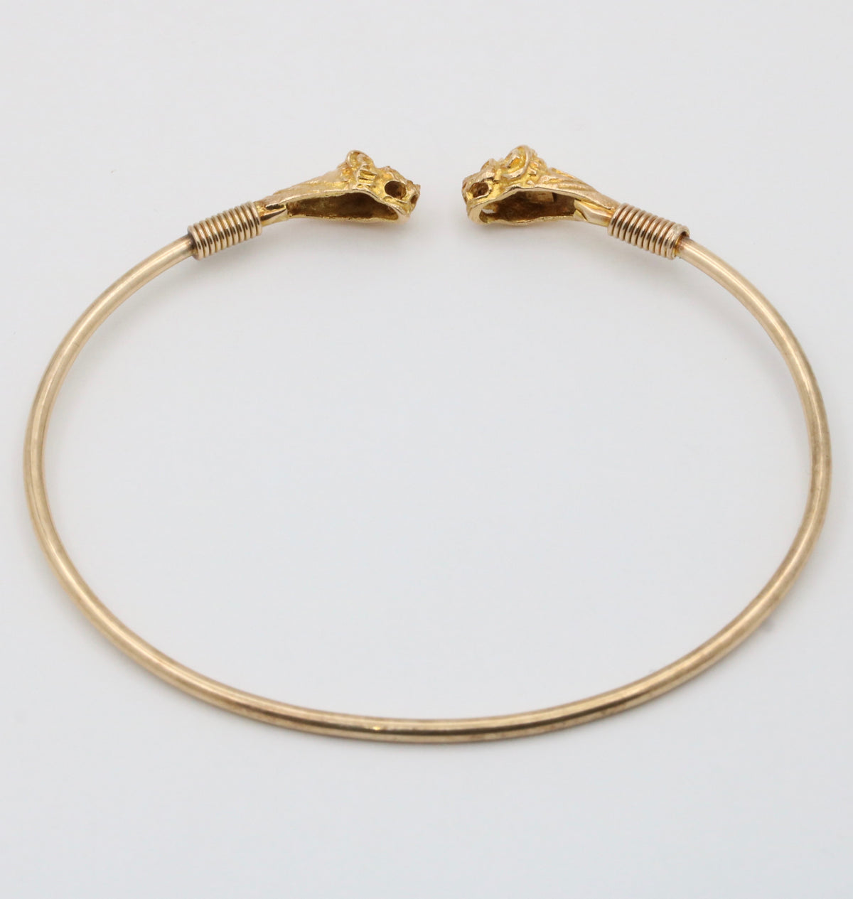 Vintage 14K Gold Lion Head Cuff Bracelet, 6.75”