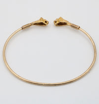 Vintage 14K Gold Lion Head Cuff Bracelet, 6.75”