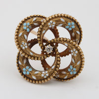 Edwardian Diamond and Enamel Love Knot Pin