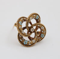 Edwardian Diamond and Enamel Love Knot Pin