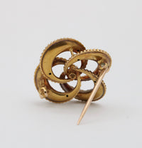 Edwardian Diamond and Enamel Love Knot Pin