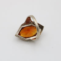 Art Deco Hexagonal Citrine and 14K Gold Filigree Ring