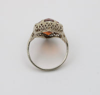 Art Deco Hexagonal Citrine and 14K Gold Filigree Ring