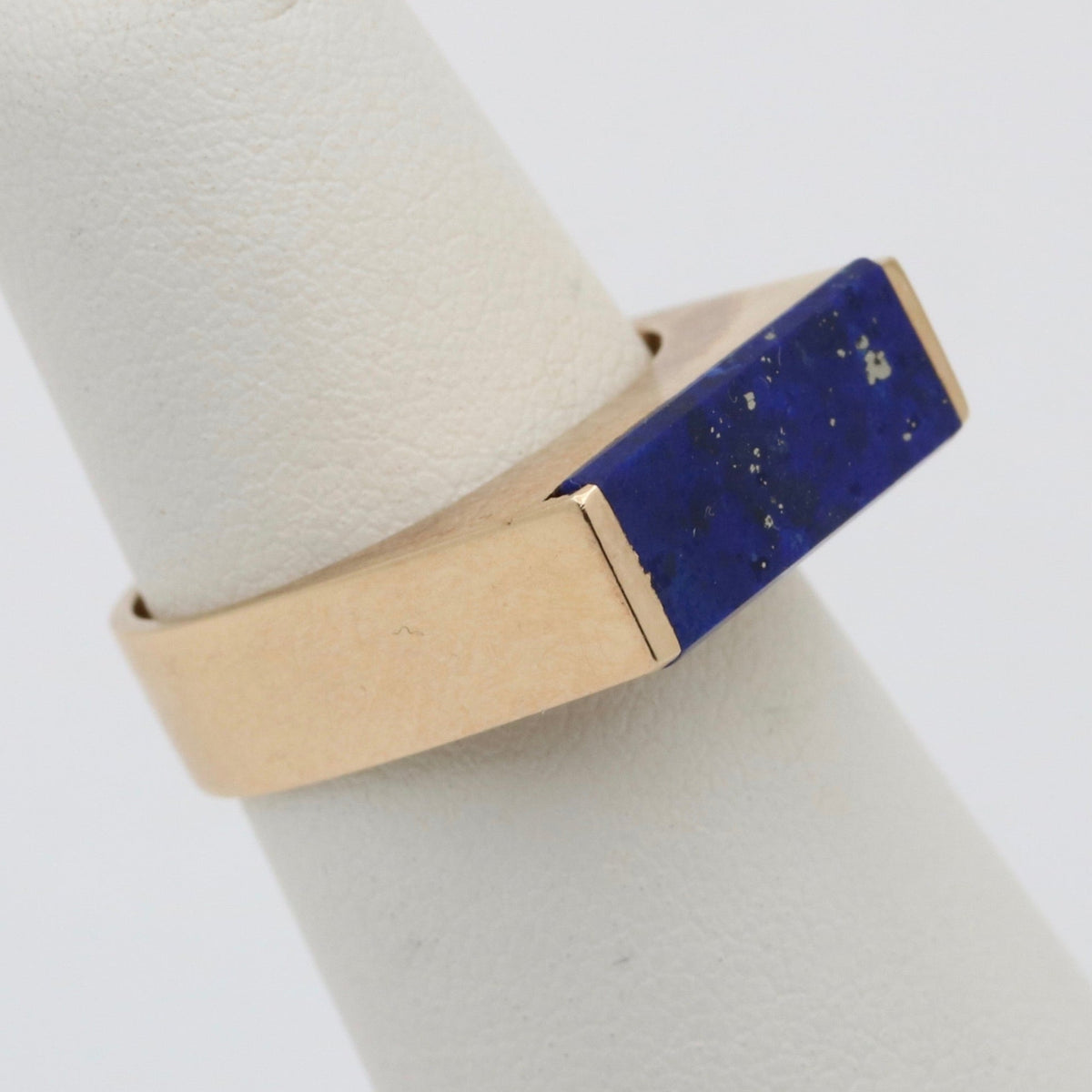 Vintage Lapis Lazuli and 14K Gold Rectangular Danish Ring