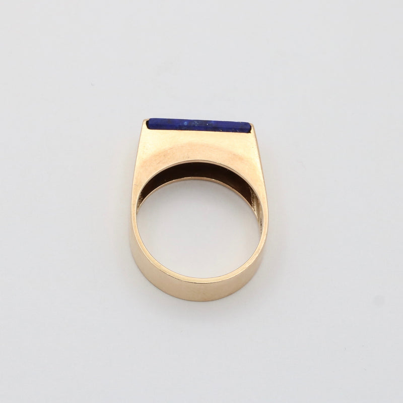 Vintage Lapis Lazuli and 14K Gold Rectangular Danish Ring