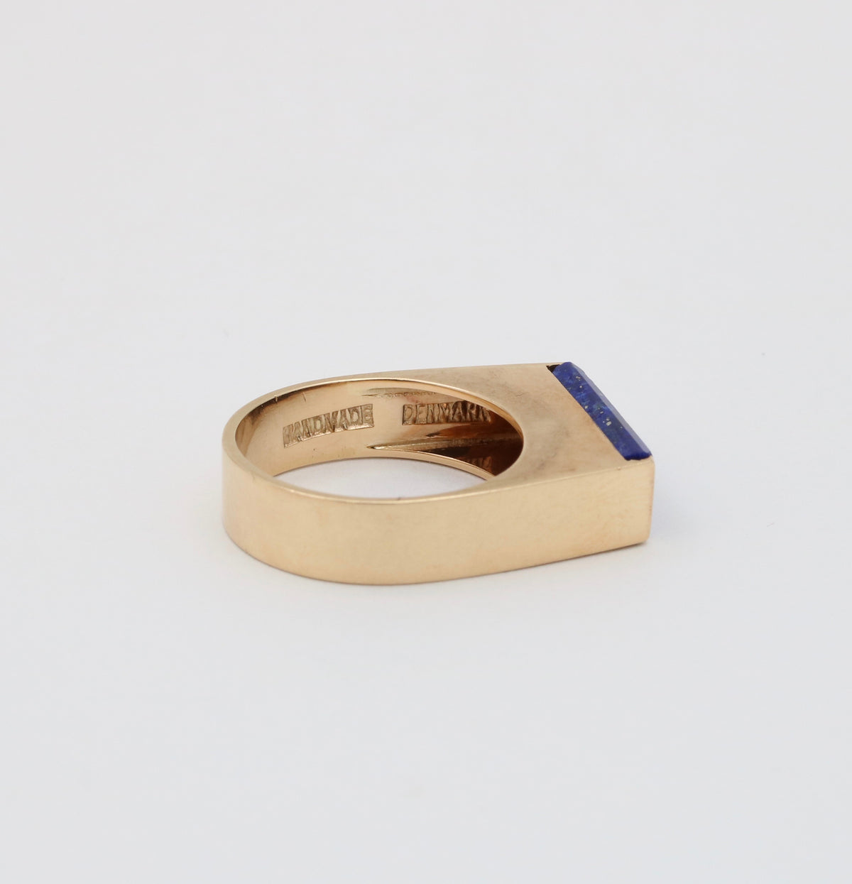 Vintage Lapis Lazuli and 14K Gold Rectangular Danish Ring