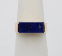 Vintage Lapis Lazuli and 14K Gold Rectangular Danish Ring