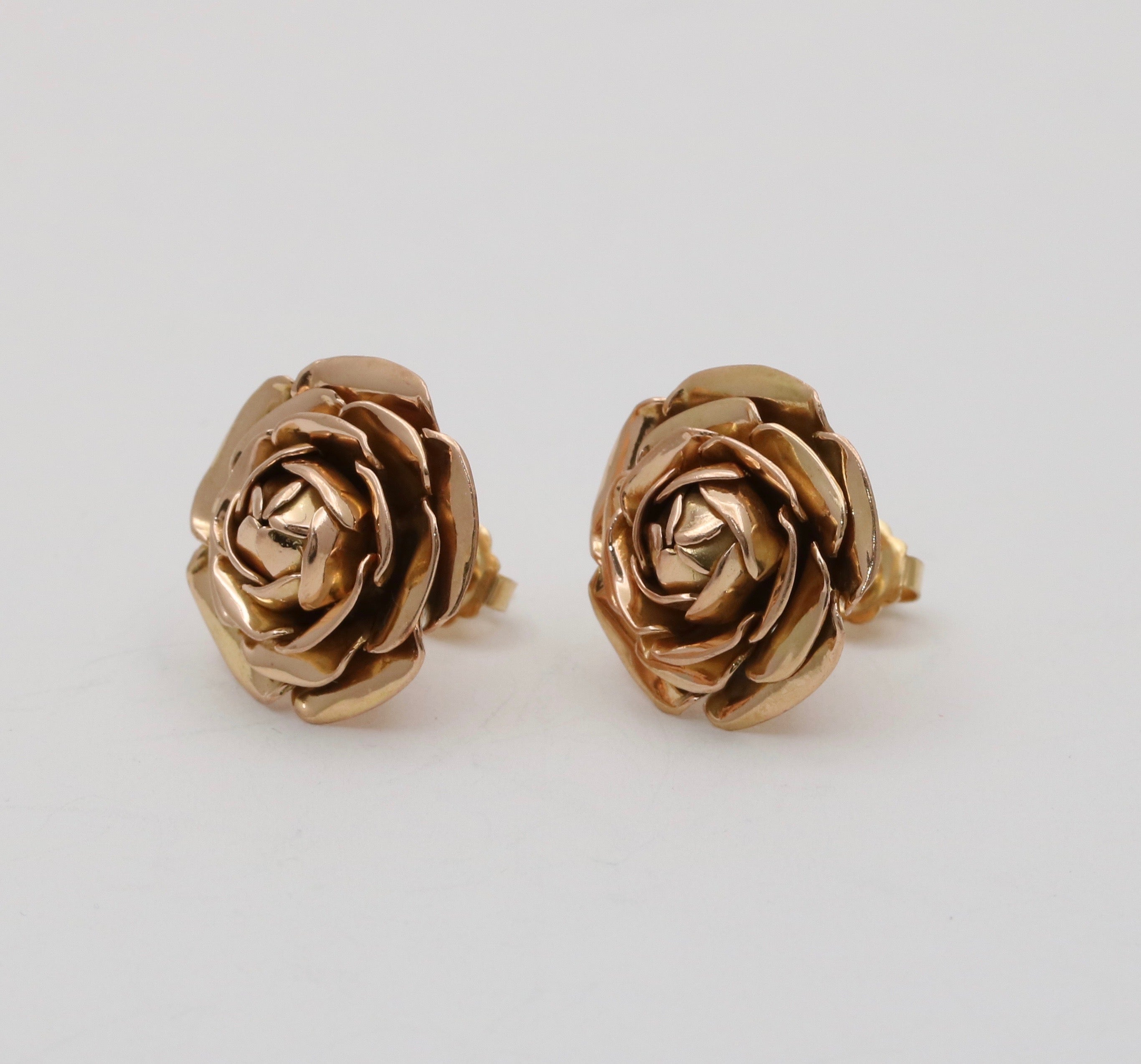 Florentine Finish 18K Rose Gold Small Button Stud Earrings