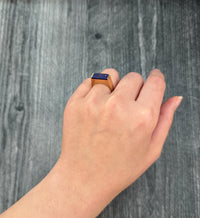 Vintage Lapis Lazuli and 14K Gold Rectangular Danish Ring