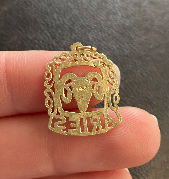 Vintage 14K Gold Zodiac Aries Charm