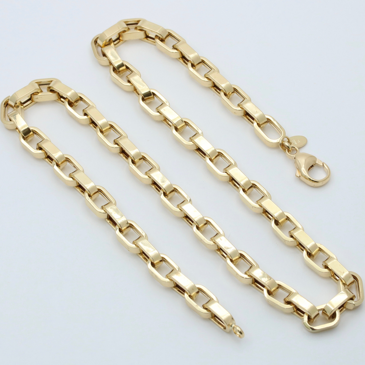 18K Gold Biker Link Chain, 18” Long