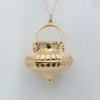 Vintage 14K Gold Lantern Shaped Perfume Pendant