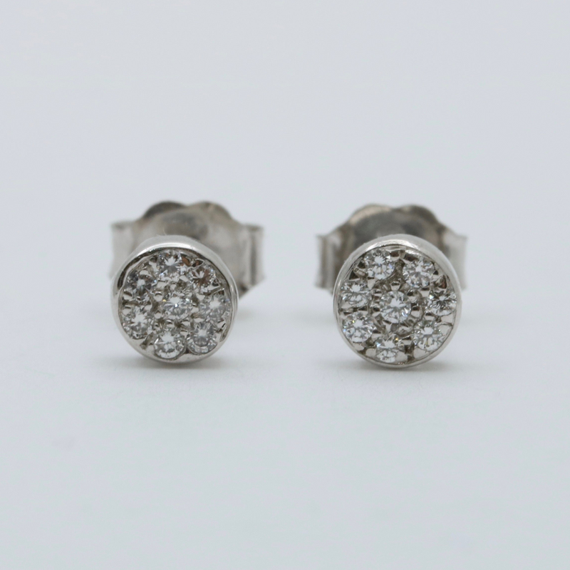 Small Diamond Cluster Round Stud Earrings