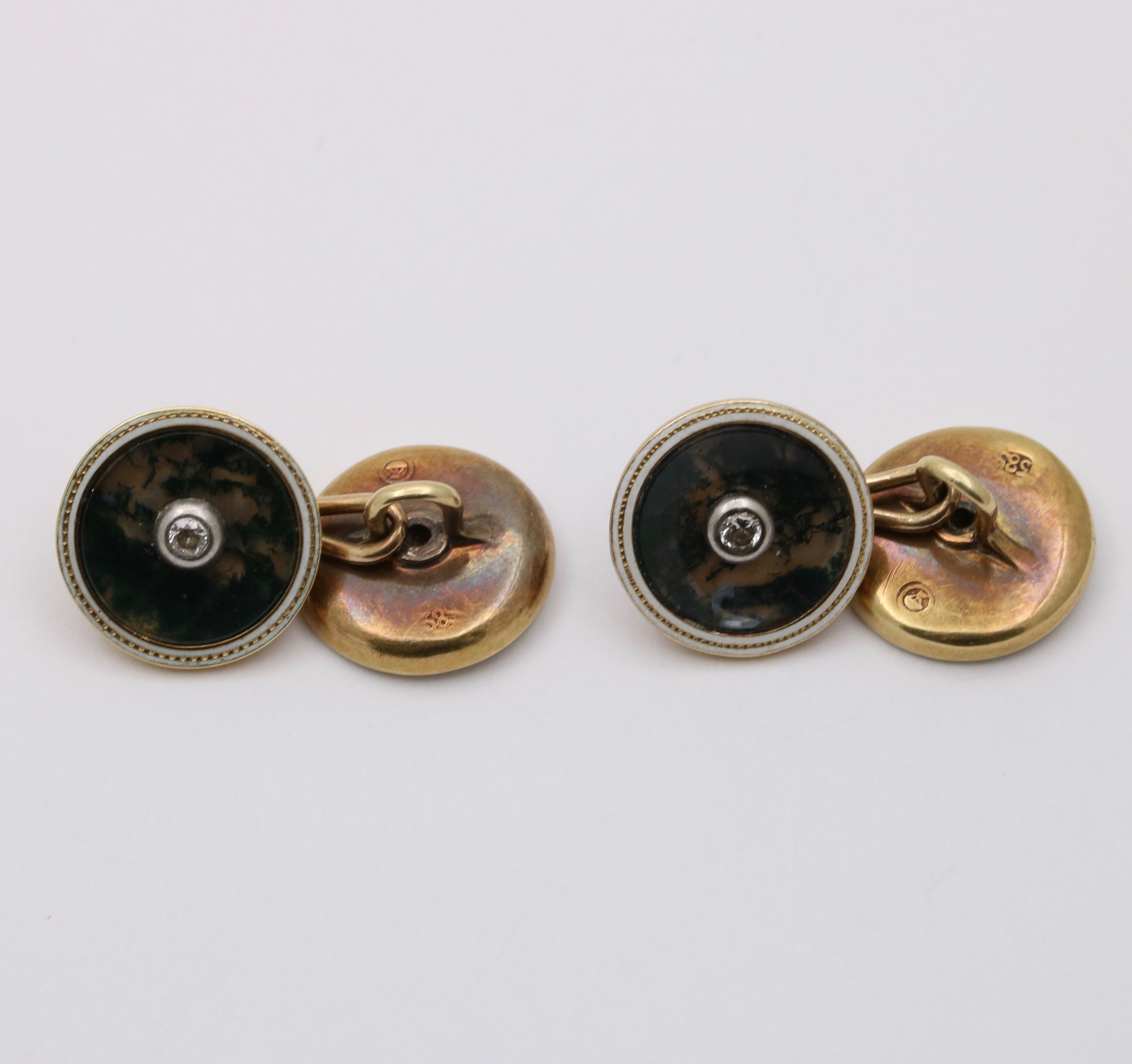 Top moss agate cufflinks